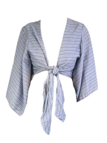 MADISON THE LABEL Women's Blue Long Kimono Sleeve Top #MS0229 X-Small NWT