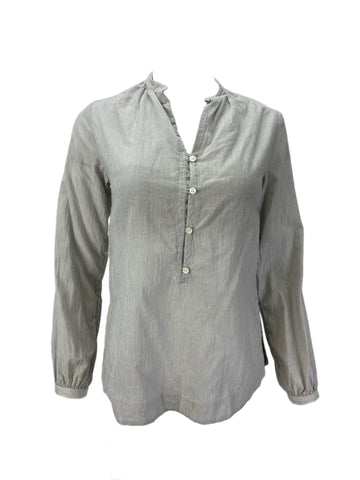 STEVEN ALAN Women's Gray Long Sleeve Striped Button Front Blouse Sz P NWT