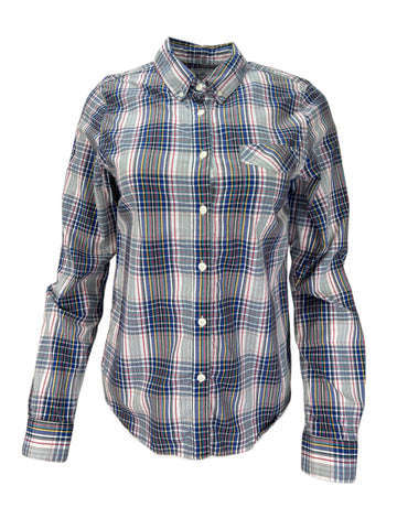 STEVEN ALAN Women's Multicolor Single Needle Plaid Casual Shirt NWT