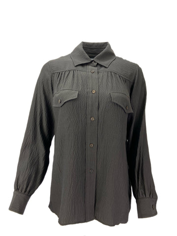 STEVEN ALAN Women's Charcoal Solid Tara Long Sleeve Casual Shirt Sz S NWT