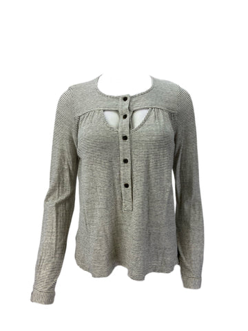 STEVEN ALAN Women's Gray Roxanne Long Sleeve Striped Sweatshirt Sz S NWT