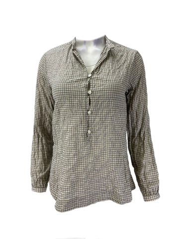 STEVEN ALAN Women's Sand Button Front Plaid Tunic Sz P NWOT