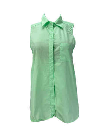 STEVEN ALAN Women's Green Riley Sleeveless Button Down Blouse Sz L NWT