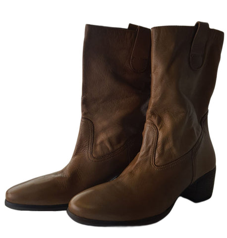 LIEBESKIND Women's Brown Leather 2D Booties #LK2005 NWOB