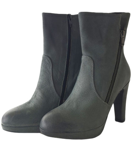 LIEBESKIND Women's Grey Nubuk 4 Inch Heeled Ankle High Boots #LK2012 NWOB