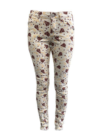 Maison Scotch Women's White All Over Print Pants #884 No Size NWT