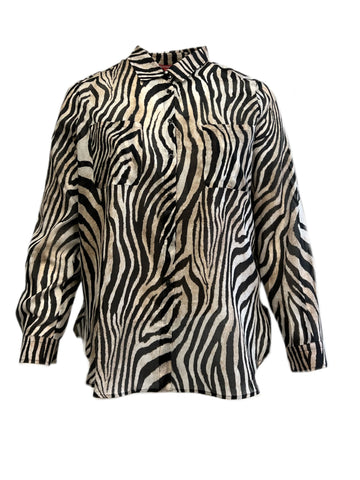 Marina Rinaldi Women's Brown Balzare Animal Printed Blouse NWT