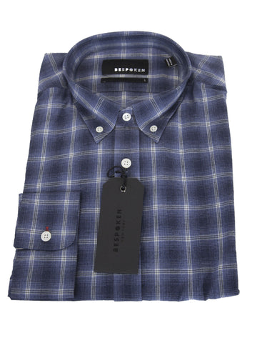 BESPOKEN Men's Navy Plaid Claremont Button Down Shirt 003012 $225 NWT