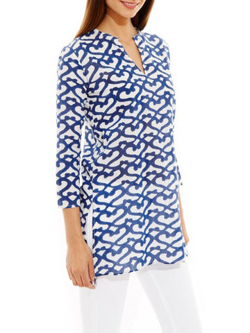 ROBERTA ROLLER RABBIT Women's Blue Big Cata Kurta $88 NEW