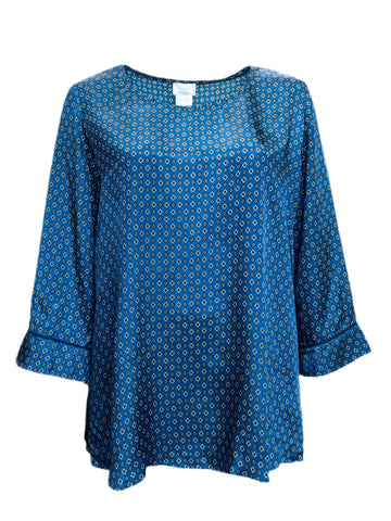 Marina Rinadi Women's Blue Bonsai Printed Viscose Blouse Size 22W/31 NWT