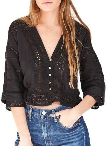 LOVESHACKFANCY Women's Botanic Victorian Blouse $245 NEW