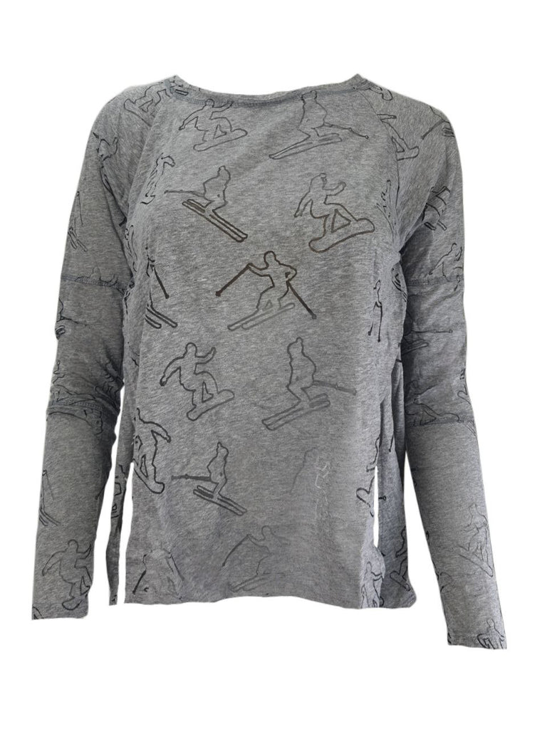 TEREZ Women's Grey Burnout Long Sleeve Shirt #22157837 NWT