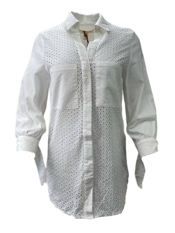 LOST IN LUNAR Women's White Breezer Top Cotton Shirt Size US 2 NWT