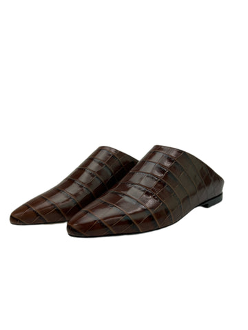 Max Mara Women's Brown Caravan Leather Slippers Size 7 NWB