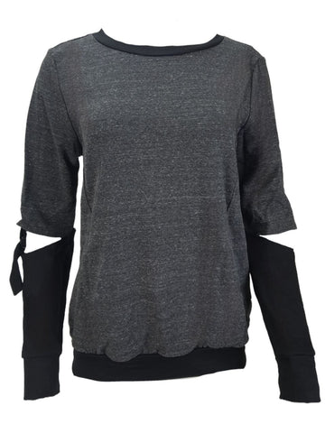 TEREZ Women's Grey Cold Elbows Sweatshirt #22597785 Medium NWT