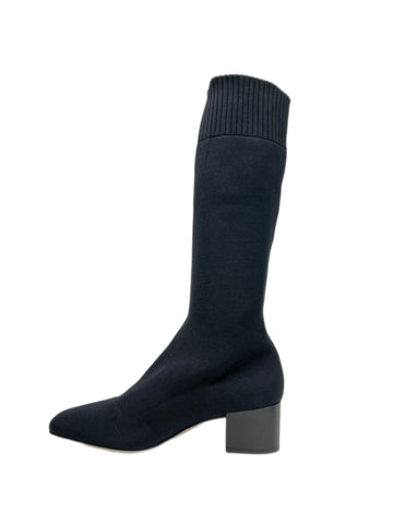 Max Mara Women's Nero Delfina Stretch Knit Block Heel Knee Boots Size 8 NWB