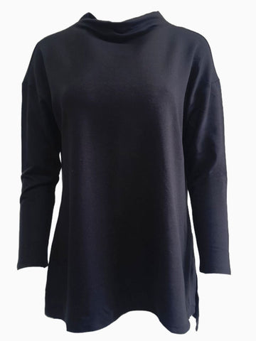 EILEEN FISHER Women's Black Petite Funnel Neck Boxy Tunic #834 Small NWT