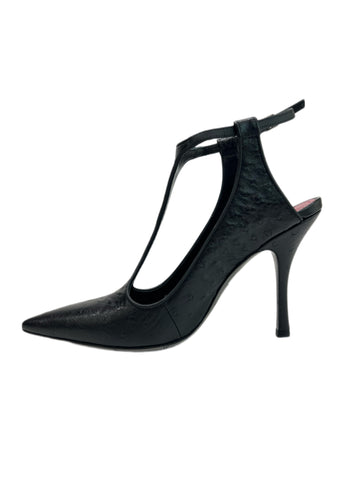 Max Mara Women's Nero Ebe Leather Ankle Strap Pumps NWB