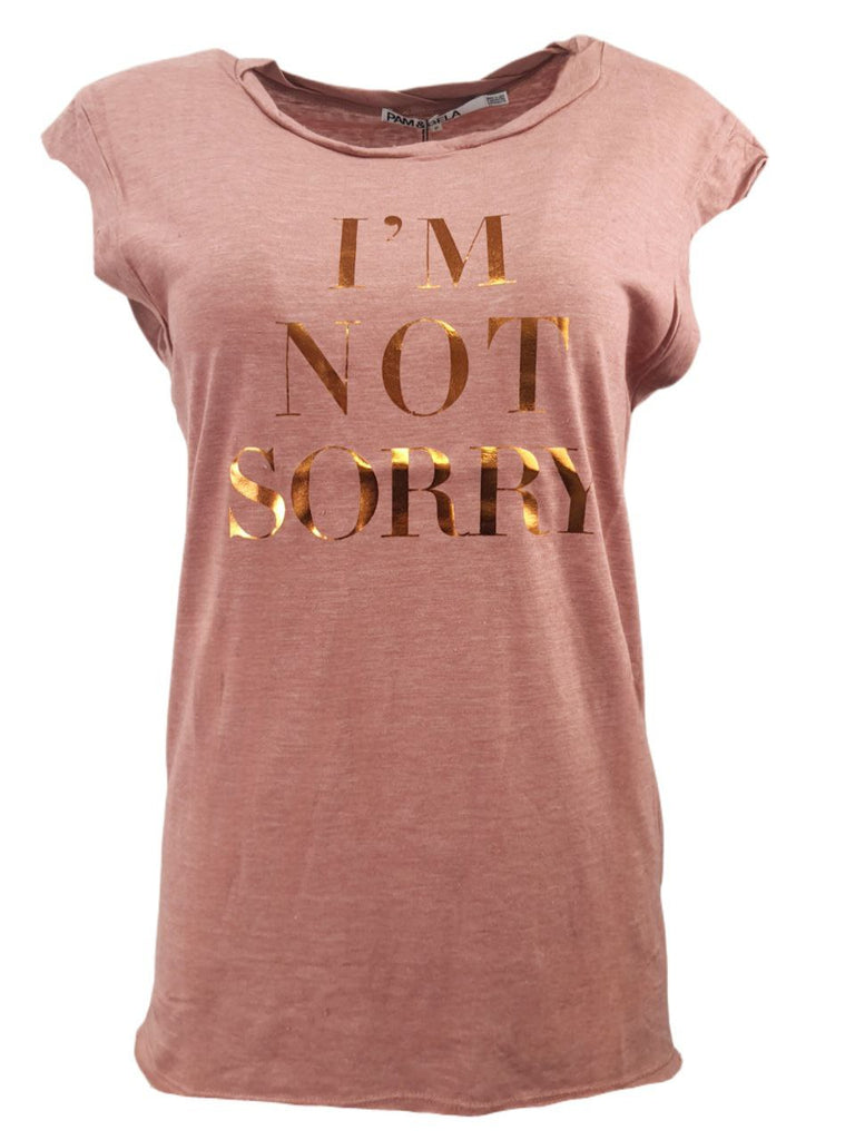 PAM & GELA Women's Pink Kiss I'm Not Sorry Tee #G837 Petite X-Small NWT