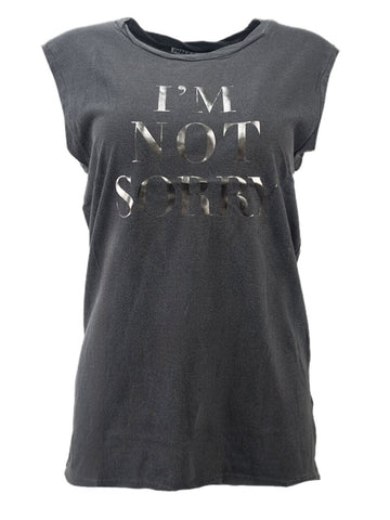 PAM & GELA Women's Grey Storm Frankie I'm Not Sorry Tee #G837 Petite X-Small NWT