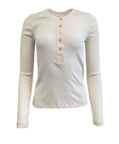 Faherty Women's Ivory Biarritz Rib Henley NWT