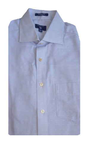 GANT Men's Lavender Blue Fitted Royal Oxford Dot Spread Collar Shirt 303307 Sz M