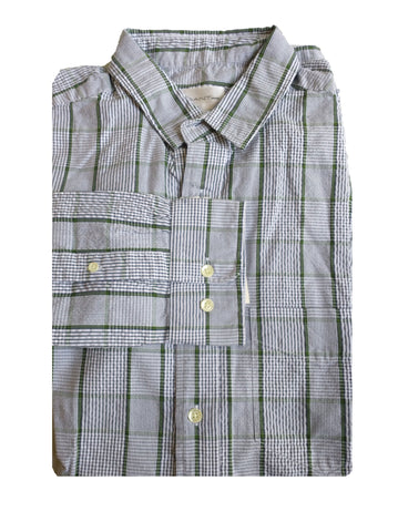 GANT RUGGER Men's Evening Blue Micro Seersucker Dogtooth Shirt 341144 Sz M NWT