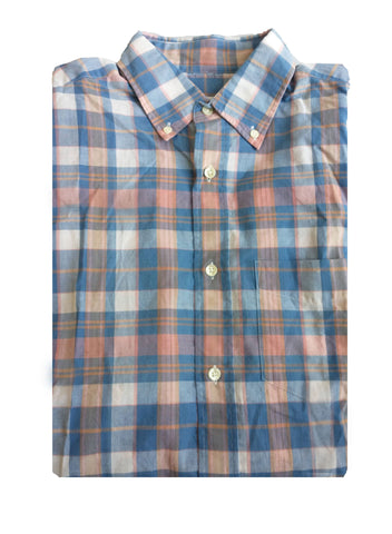 GANT RUGGER Men's Blue Ocean Madras Veggie Check LFBD 341159 Size M NWT