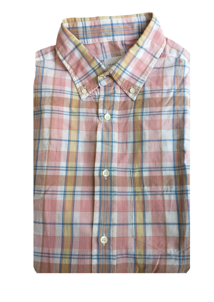 GANT RUGGER Men's Orange Sunset Madras Veggie Check LFBD 341159 Size M NWT