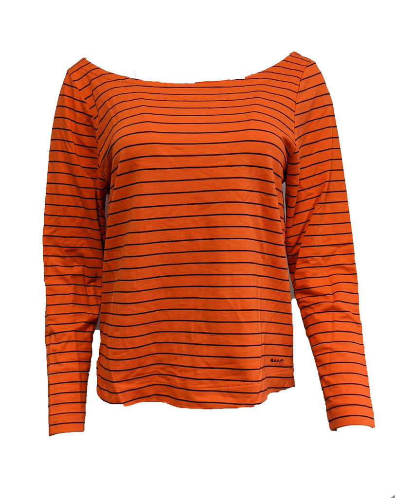 GANT Women's Blood Orange M.T. Striped Top 405622 $108 NWT