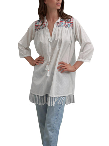 ROBERTA ROLLER RABBIT Women's White Keki Serafina Tunic $145 NEW