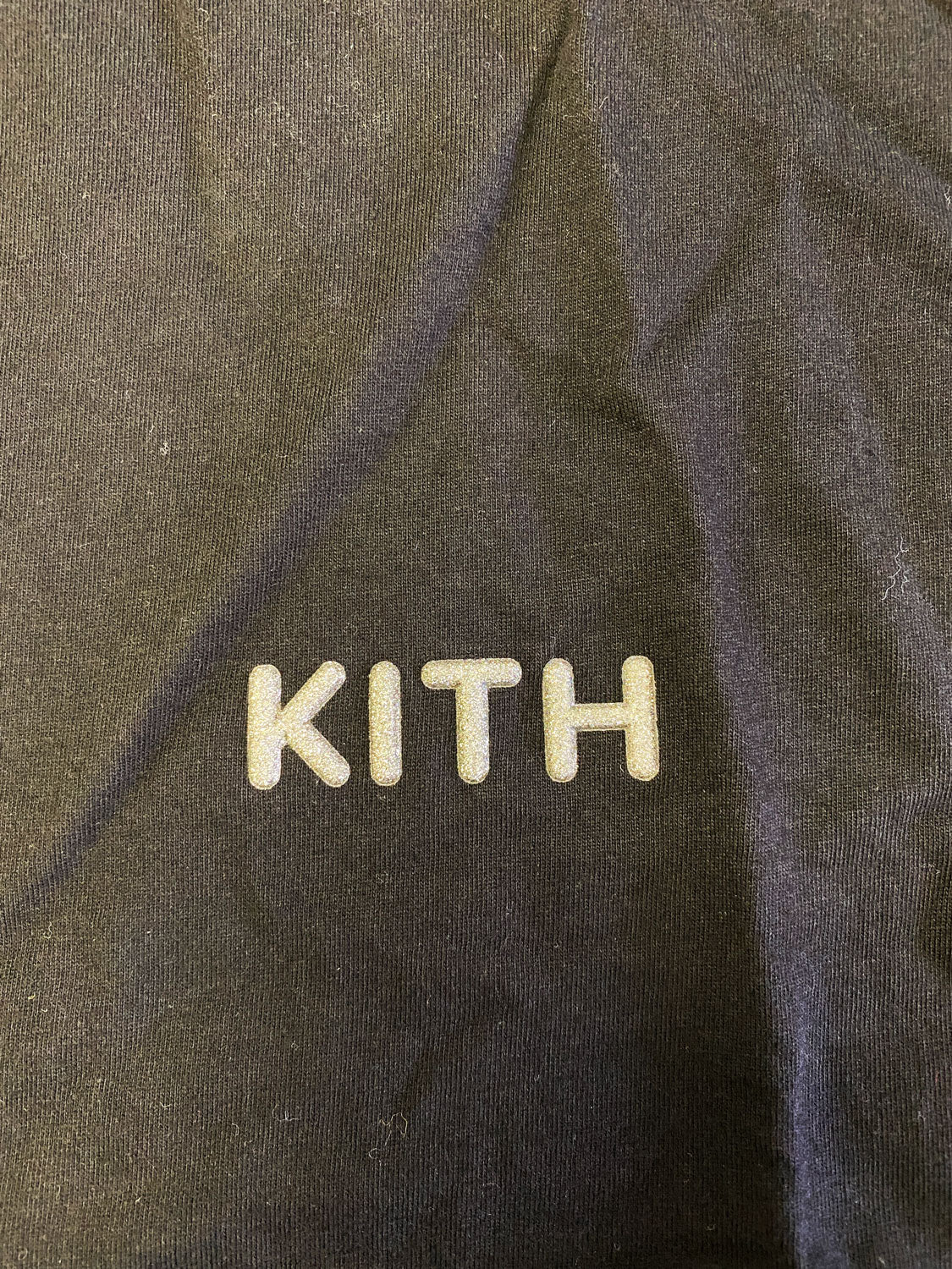 KITH Women's Black Glitter Logo Long Sleeve T-Shirt KHW3132 NWT