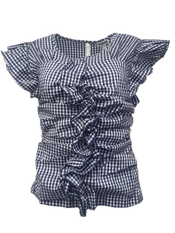 CHELSEA 28 Women's Blue Evening Gingham Plaid Shirt #375370 Medium NWT