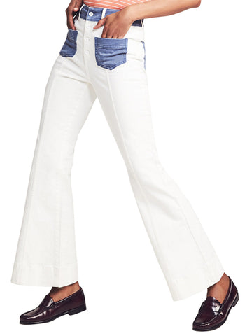 FAHERTY Women's White/Blue LouLou Pant Sz 25 $148 NEW