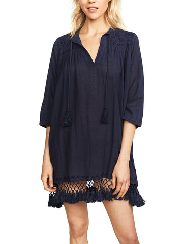 ROBERTA ROLLER RABBIT Women's Navy Blue Lucknow Serafina Tunic $145 NEW