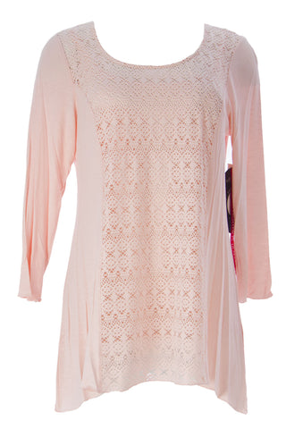 Miraclebody by Miraclesuit Women's Ivory Mix Media Eyelet Scoop Neck Top $60 NWT