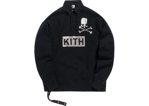 KITH X MASTERMIND WORLD Men's Black Embellished Rugby KH3395 Medium NEW