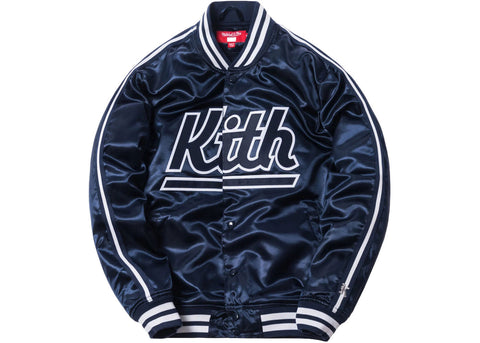 KITH X MITCHELL & NESS Men's Navy Classic Satin Jacket MNMA59PX XX-Large NWT