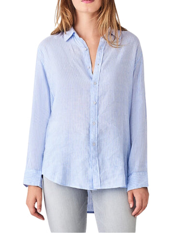 DL1961 Women's Blue Stripe Nassau & Manhattan Button Down Long Sleeve Shirt NWT