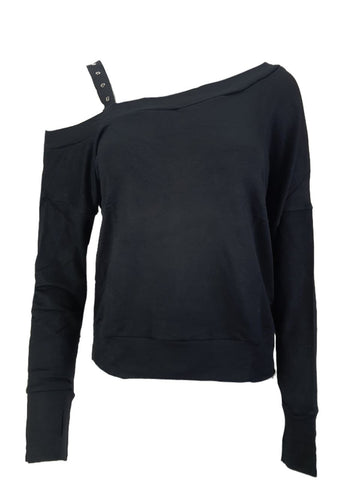 TEREZ Women's Black Off The Shoulder Sweatshirt #2249640 NWT