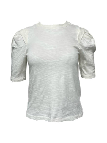 FRAME Women's Vintage Blanc Pleated Panel Tee Top Size XS NWT