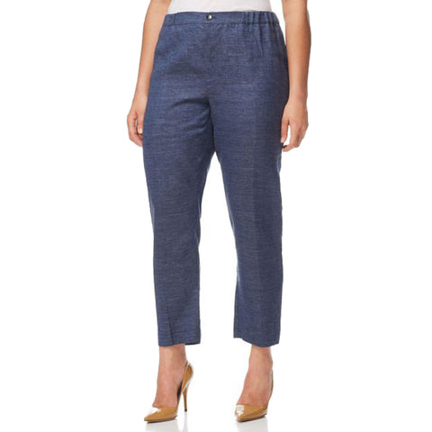 MARINA RINALDI Women's Dark Navy Regista Heathered Pants $535 NWT