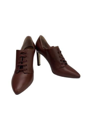 Max Mara Women's Brown  Selina Leather Lace Up Heeled Oxfords NWB