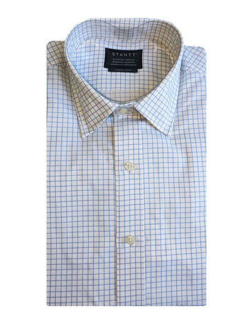 STANTT Light Blue Windowpane Business Casual Shirt Gansevoort Fit 14.5-31/32