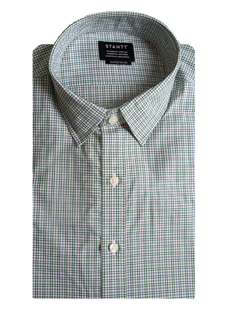 STANTT Green Tattersall Business Casual Shirt Lexington Fit 16.5-30/31