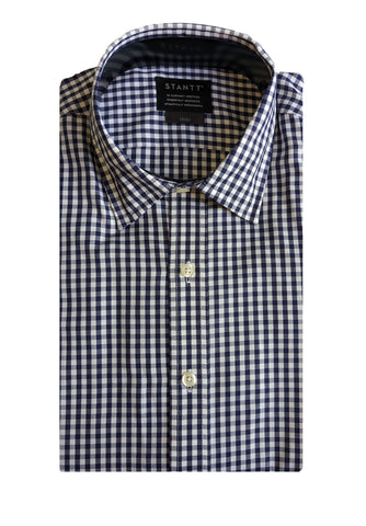 STANTT Men's Navy Gingham Business Casual Shirt Vesey Fit 15-30 NEW