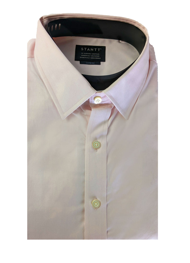 STANTT Men's Pink Business Casual End on End Shirt Carmine Fit 17.5-31/32 NWT