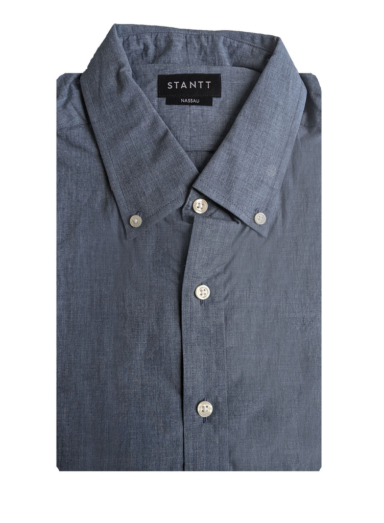 STANTT Blue Chambray Casual Button Up Shirt Nassau Fit NWT