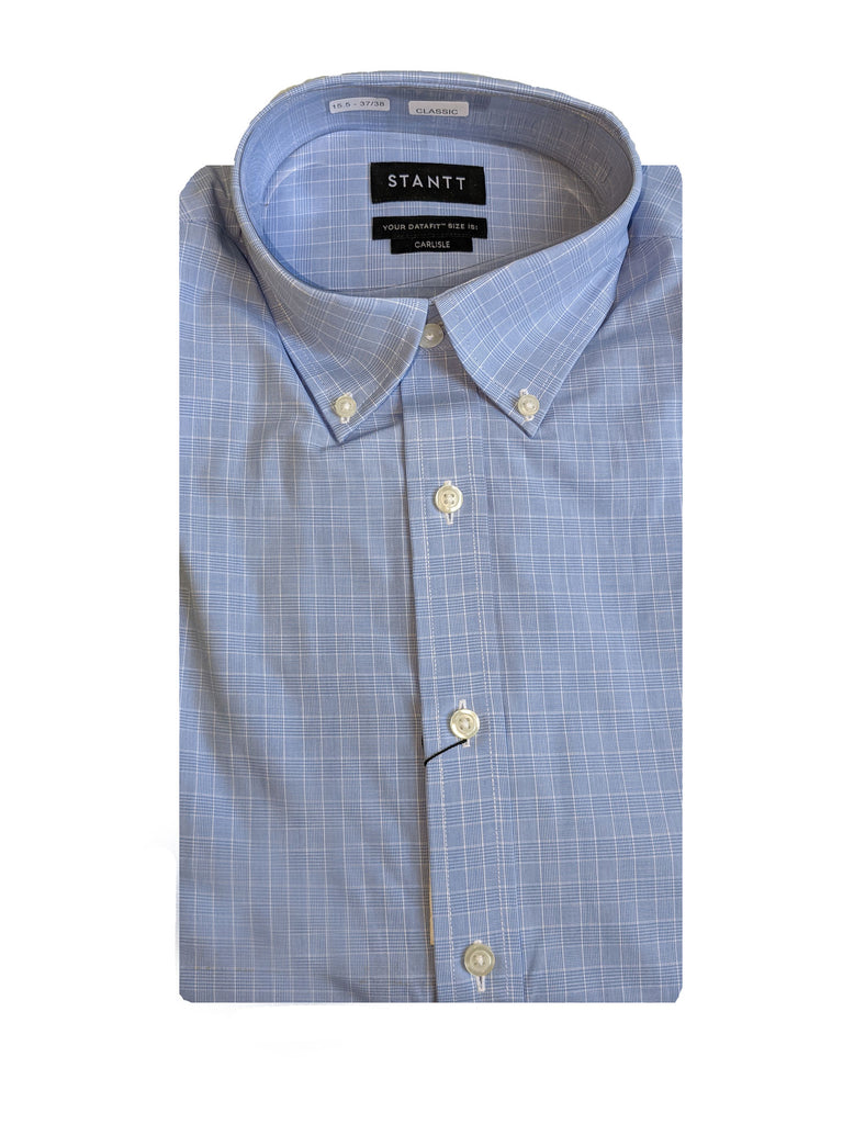 STANTT Blue Prince of Wales Check Casual Button Up Shirt Carlisle Fit 15.5- 37/38