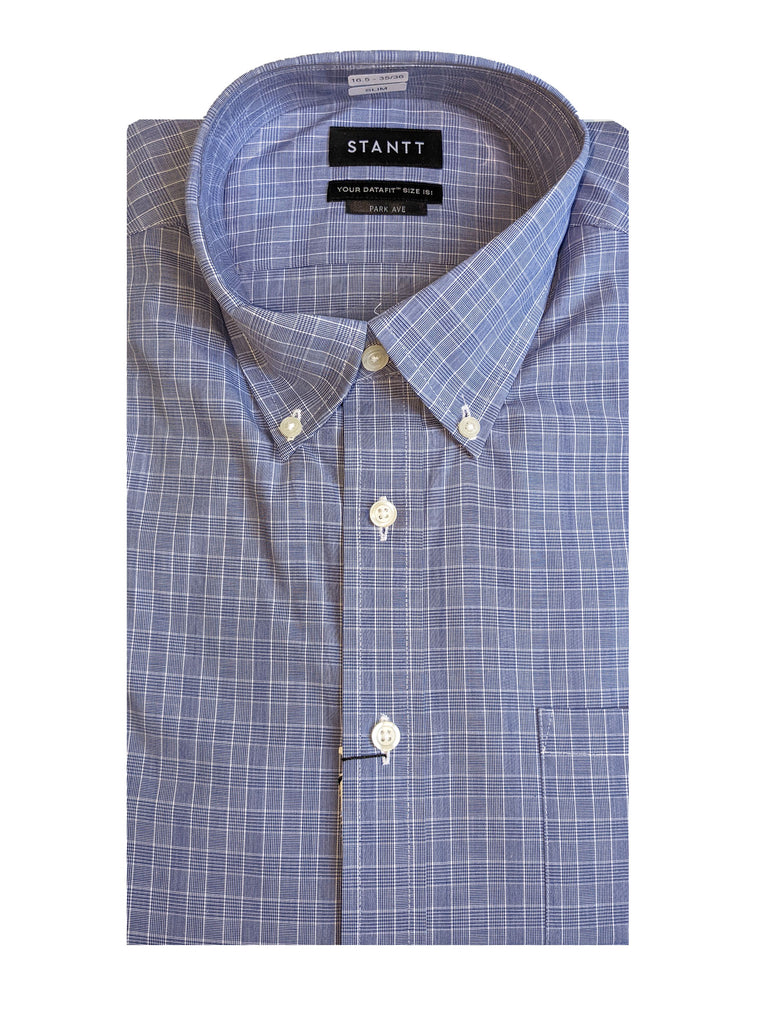 STANTT Navy Prince of Wales Check Casual Button Up Shirt Park Ave Fit 15.5-35/36